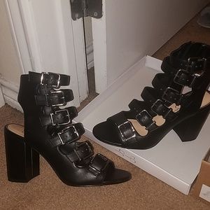 Sexy black strap heels